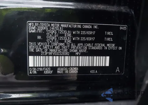 2025 Toyota Rav4 Xle z USA, uszkodzony, nr VIN 2T3P1RFV5SC529382